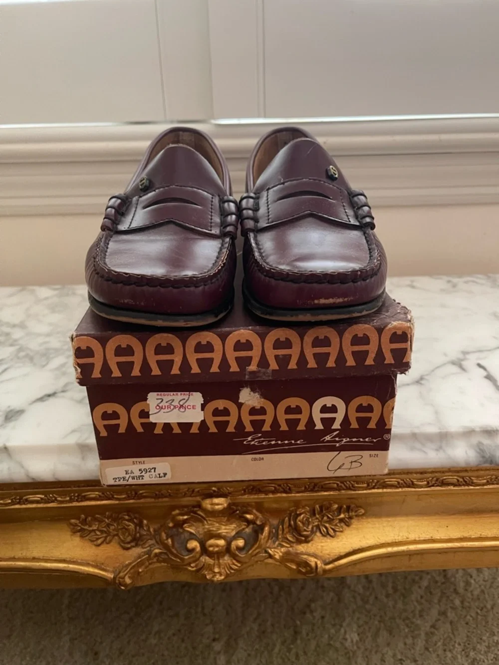 Vintage Women’s Burgundy Leather Penny Loafers Size 5.5 - Picture 3 of 12